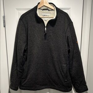 Orvis Charcoal Fleece Quarter-Zip Sweater